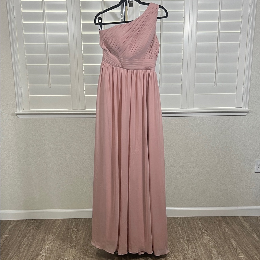 Bridal Bridesmaid Wedding Guest Elegant Rose Pink One-Shoulder Dress size Small - Picture 2 of 8